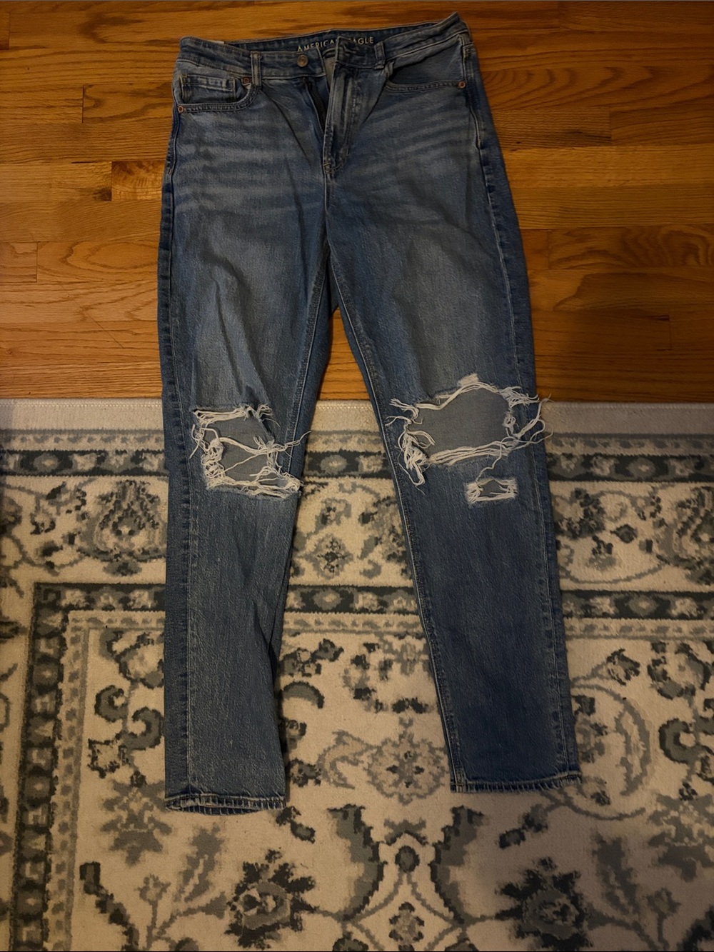 American Eagle Outfitters Distressed Boyfriend Jeans - Blue